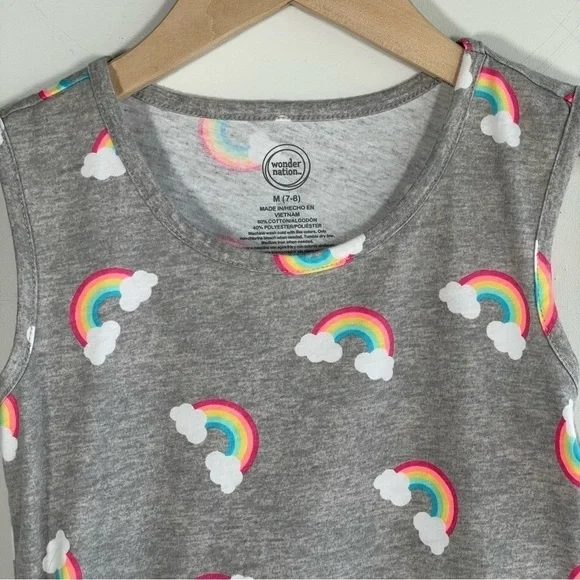 Wonder Nation Girls Dress Rainbows and Clouds Heather Gray Size Medium 7-8 - Picture 6 of 6